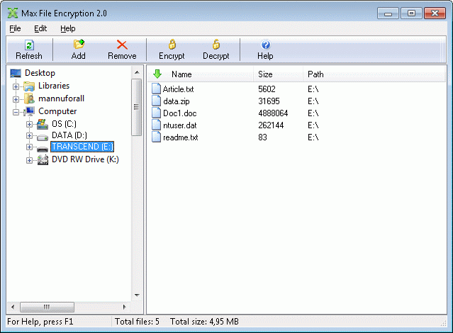 Max File Encryption Screenshot